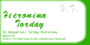 hieronima torday business card